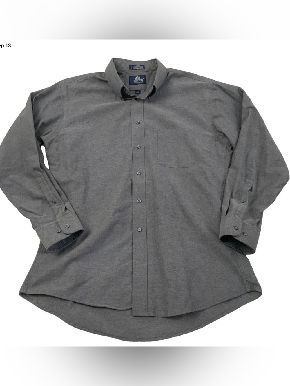 Stafford Wrinkle Free 16.5 34/35 Oxford Gray Long Sleeve Button Down Dress Shirt